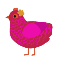A crimson and fuchsia chicken with a lace pattern