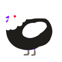 A sable and white chicken with a head pattern