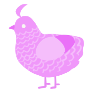 A lavender chicken with a lace pattern