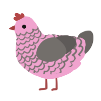 A pink and grey chicken with a lace pattern