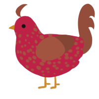 A crimson and russet chicken with a speckle pattern