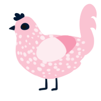 A rose chicken with a speckle pattern
