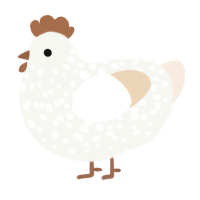 A white and cream chicken with a speckle pattern