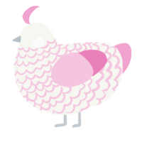 A white and pink chicken with a lace pattern