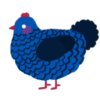 A ultramarine and tumblr chicken with a lace pattern