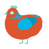 (unnamed), a vermilion and cerulean chicken with a neck-speckle pattern