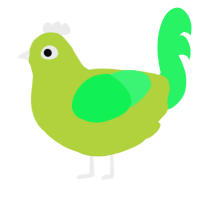 A indigo and fuchsia chicken