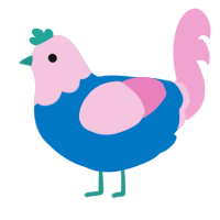 Cotton Candy, a sapphire and pink chicken with a head pattern