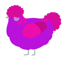 A amethyst and fuchsia chicken with a neck-speckle pattern