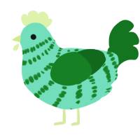 A mint and leaf chicken with a bar pattern