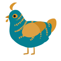 A sea and orange chicken with a half-bar pattern