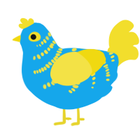 A sky and yellow chicken with a half-bar pattern