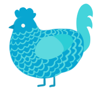 A cerulean and aqua chicken with a lace pattern