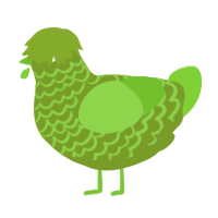 A chartreuse and grass chicken with a lace pattern