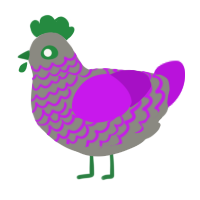 Roadkill, a ash and amethyst chicken with a lace pattern