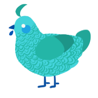 A aqua and turquoise chicken with a double-lace pattern