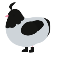A mist and black chicken with a head pattern