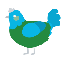 A viridian and cerulean chicken with a head pattern