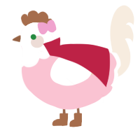A rose and cream chicken with a head pattern