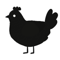 A black chicken with a lace pattern