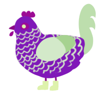 A violet and gluppy chicken with a lace pattern