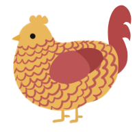 A honey and red chicken with a lace pattern