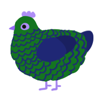 A leaf and navy chicken with a lace pattern