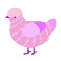 (unnamed), a pink and lavender chicken with a bar pattern