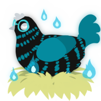 A black and sea chicken with a bar pattern