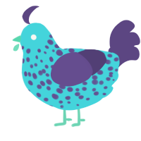 Plum Toothpaste, a aqua and overcast chicken with a speckle pattern