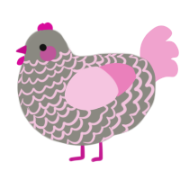 A ash and pink chicken with a lace pattern