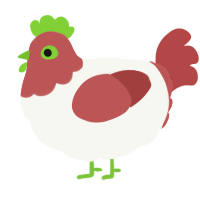 A white and red chicken with a head pattern