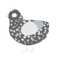 A grey and mist chicken with a speckle pattern