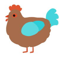 A brown and aqua chicken