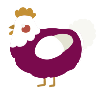 A wine and white chicken with a head pattern
