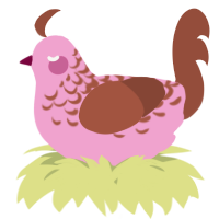 A pink and russet chicken with a half-lace pattern