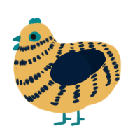 Peter, a honey and tumblr chicken with a bar pattern