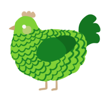 A grass and leaf chicken with a lace pattern