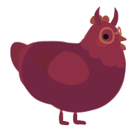A wine and maroon chicken with a head pattern