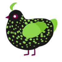 Toxic, a sable and grass chicken with a speckle pattern