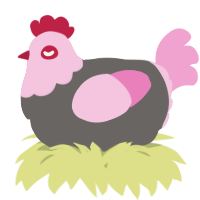 A grey and pink chicken with a head pattern
