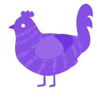A blurple chicken with a bar pattern