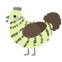 A apple and bark chicken with a bar pattern