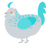 A mist and aqua chicken with a half-lace pattern