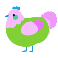 A grass and lavender chicken with a head pattern