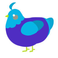 A indigo and cerulean chicken with a head pattern