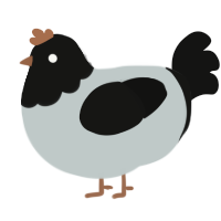 A silver and black chicken with a head pattern