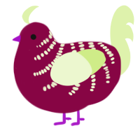 A maroon and apple chicken with a half-bar pattern