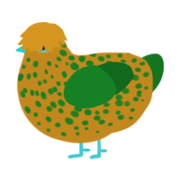 A ochre and leaf chicken with a speckle pattern
