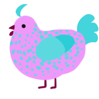 A lavender and aqua chicken with a speckle pattern
